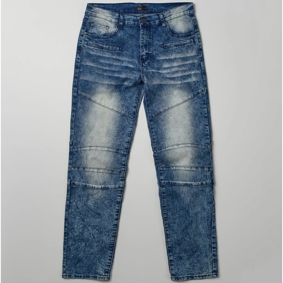 Multi Wash Moto Look Straight Fit Jeans Size 40 - Picture 3 of 7